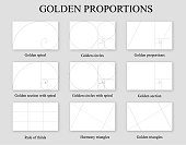 Golden proportions set . Golden section ration