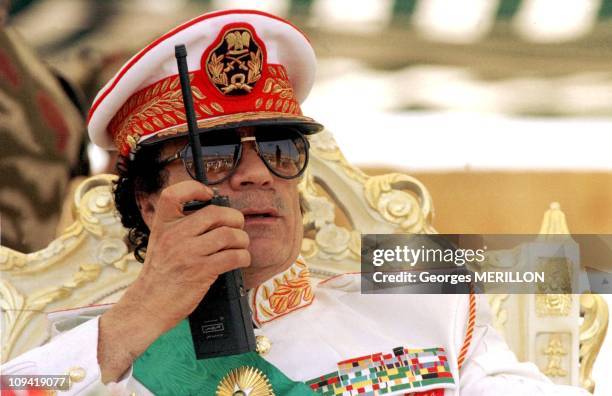 30th anniversary of the Revolution where Muammar Gaddafi assisting to the military parade in 1999