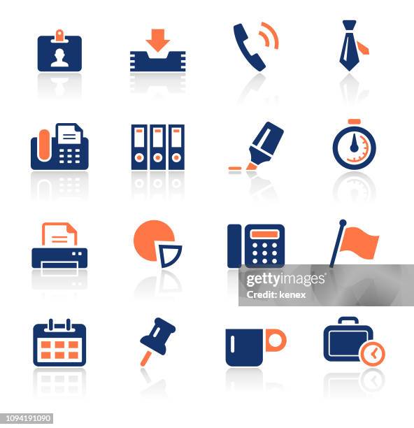 geschäft zwei farbige icons set - flachordner stock-grafiken, -clipart, -cartoons und -symbole