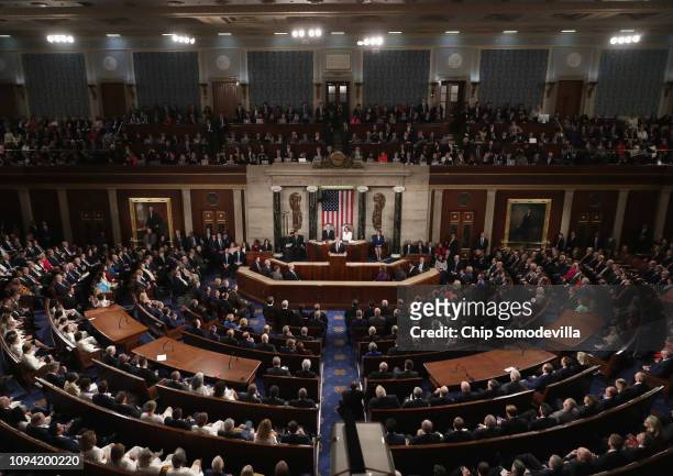 President Donald Trump delivers the State of the Union address in the chamber of the U.S. House of Representatives at the U.S. Capitol Building on...