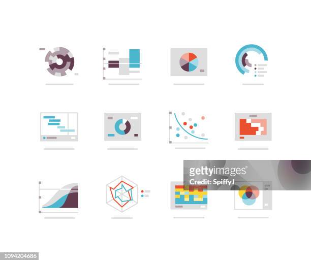 ilustraciones, imágenes clip art, dibujos animados e iconos de stock de plano de tablas y gráfico de la serie icon - analisis datos
