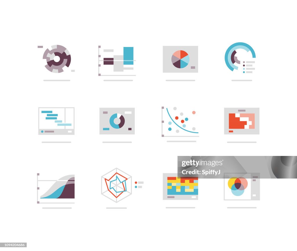 Flat charts and graph icon series