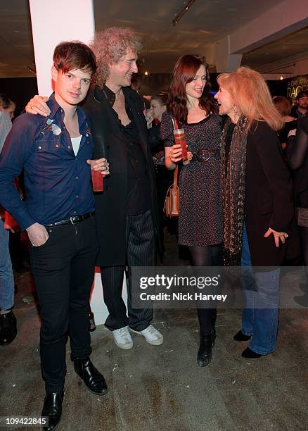 Richard Jones, Brian May, Sophie Ellis-Bexter and Anita Dobson attend the Private view of Queen: stormtroopers In Stilettos on February 24, 2011 in...