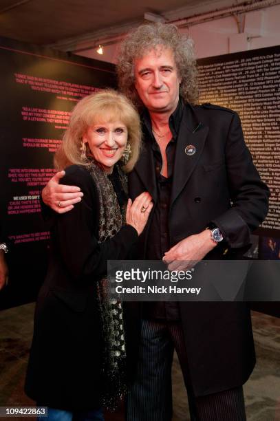 Anita Dobson and Brian May attend the Private view of Queen: stormtroopers In Stilettos on February 24, 2011 in London, England.