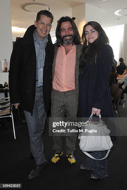 Stefano Tonchi, Kean Etro and Alice Etro attend the Etro fashion show as part of Milan Fashion Week Womenswear Autumn/Winter 2011 on February 25,...