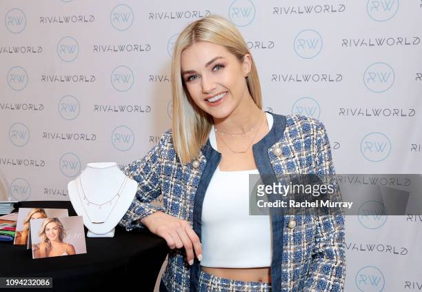 Lindsay Arnold poses with L.A.C. By Lindsay Arnold jewerly during the launch of the RivalWorld Market at Macy's Westfield Century City on February 5,...