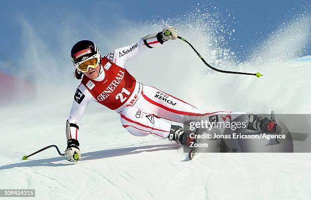 Elisabeth Goergl of Austria takes 3rd place during the Audi FIS Alpine Ski World Cup Women's Super Combined on February 25, 2011 in Are, Sweden.