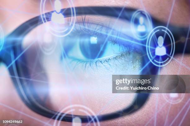 digital eye - polygonal meeting stock pictures, royalty-free photos & images