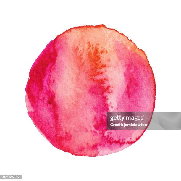 vibrant pink painted watercolor circle isolated on a white background - pale pink stock illustrations