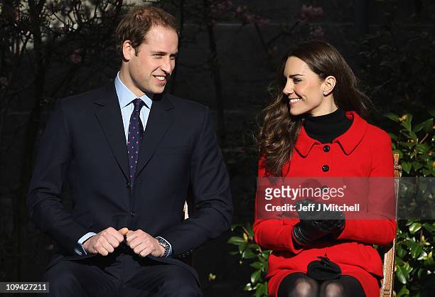 Prince William and Kate Middleton visit the University of St Andrews on February 25, 2011 in St Andrews, Scotland. The couple returned to the...