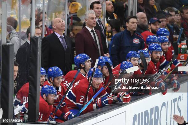 Head coach Claude Julien of the Montreal Canadiens watches the third period against the Boston Bruins at the TD Garden on January 14, 2019 in Boston,...