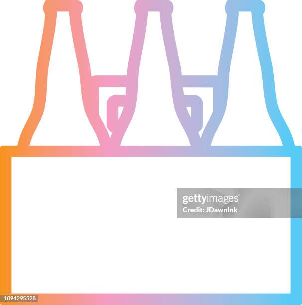 summer beer tote six pack party flat simple outline design icon - plain tote bag stock illustrations