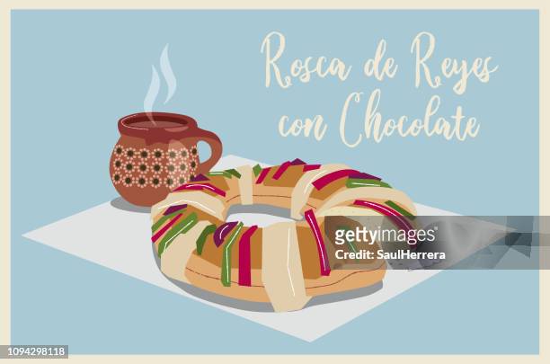 stockillustraties, clipart, cartoons en iconen met rosca de reyes mexico - roscon de reyes