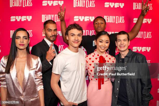 María Gabriela de Faría, Michel Duval, Benjamin Wadsworth, Luke Tennie, Lana Condor, and Liam James attend the premiere week screening of SYFY's...