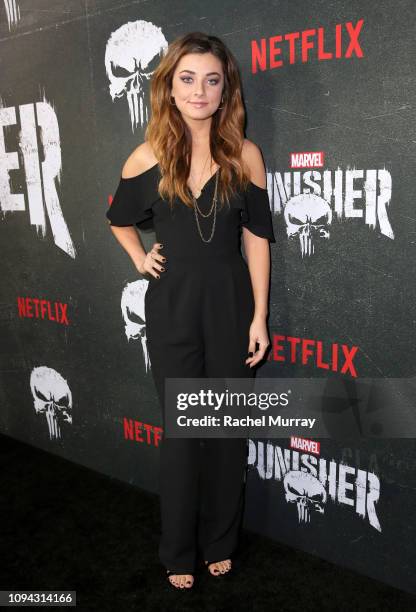 Giorgia Whigham attends "Marvel's The Punisher" Seasons 2 Premiere at ArcLight Hollywood on January 14, 2019 in Hollywood, California.