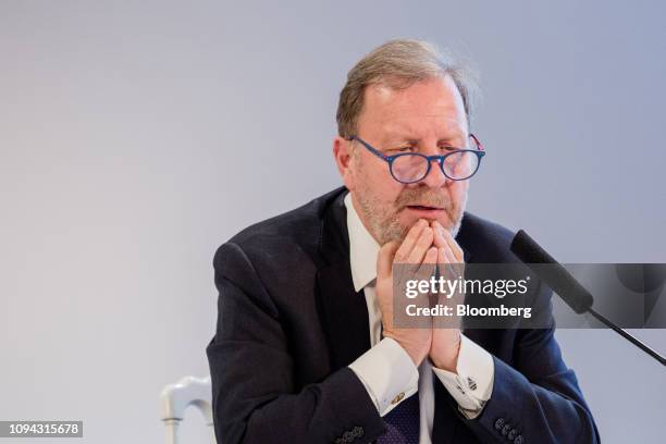 Christian Labeyrie, chief financial officer of Vinci SA, speaks during the company's full year earnings news conference in Paris, France, on...