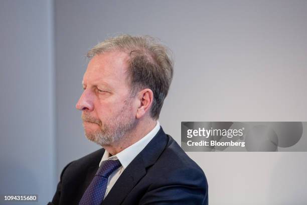 Christian Labeyrie, chief financial officer of Vinci SA, pauses during the company's full year earnings news conference in Paris, France, on...