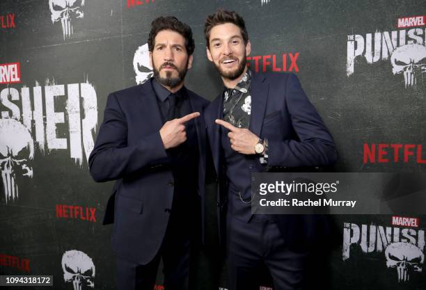 Jon Bernthal and Ben Barnes attend "Marvel's The Punisher" Seasons 2 Premiere at ArcLight Hollywood on January 14, 2019 in Hollywood, California.