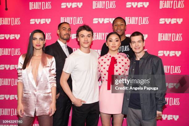 María Gabriela de Faría, Michel Duval, Benjamin Wadsworth, Luke Tennie, Lana Condor, and Liam James attend the premiere week screening of SYFY's...