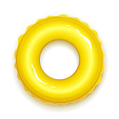 Yellow rubber ring for swiming in pool and sea