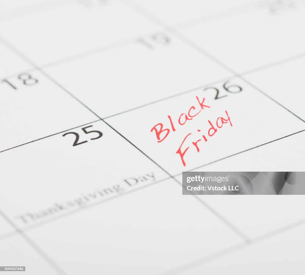 Black Friday message on calendar