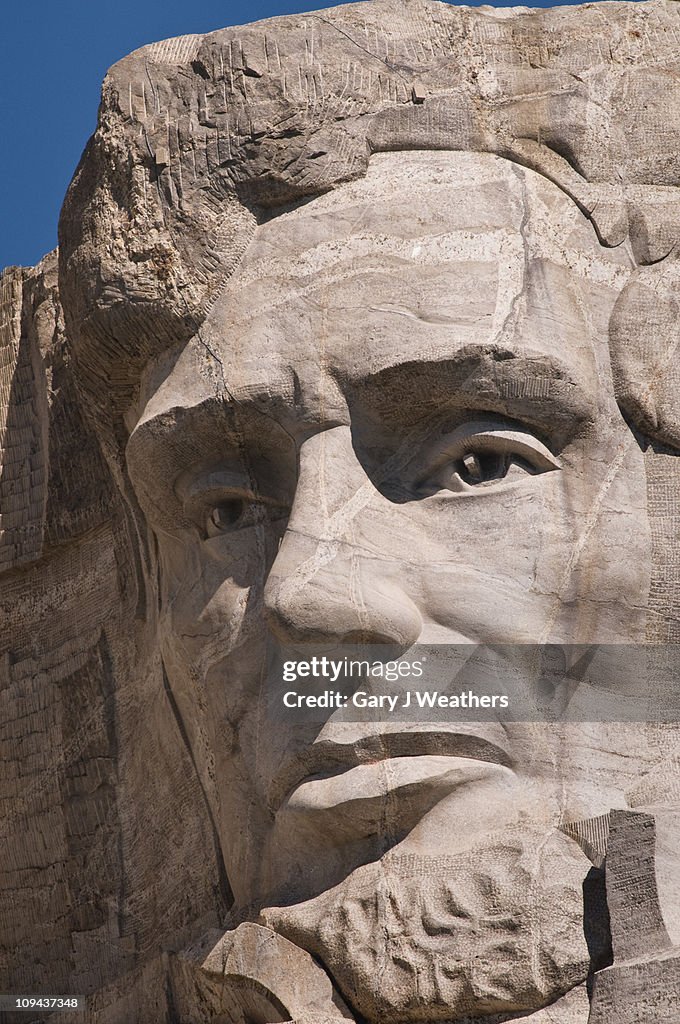 USA, South Dakota, Abraham Lincoln on Mt Rushmore National Monument