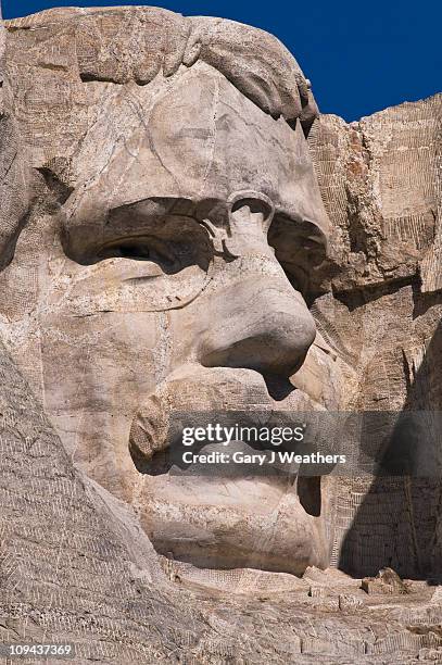 usa, south dakota, theodore roosevelt on mt rushmore national monument - mt rushmore national monument imagens e fotografias de stock