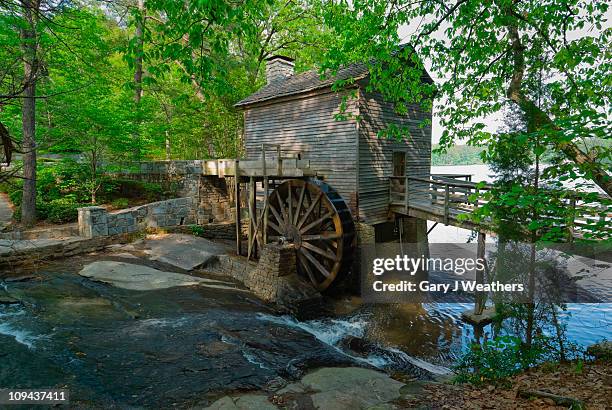usa, georgia, stone mountain, watermill in trees - stone mountain stock pictures, royalty-free photos & images