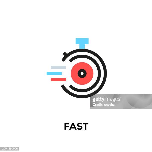 flat line design style modern vector fast icon - speed logo stock illustrations