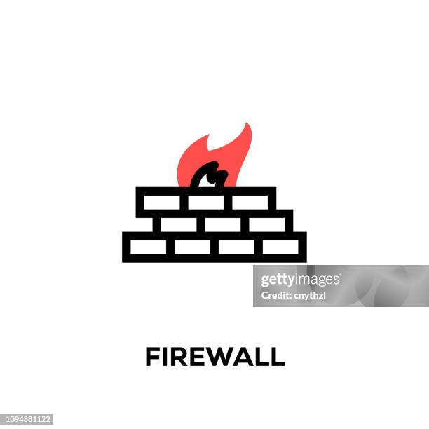 flat line design style modern vector firewall icon - multimedia background stock illustrations