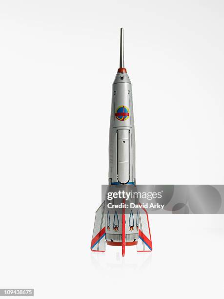 studio shot of model of spaceship - rocket foto e immagini stock