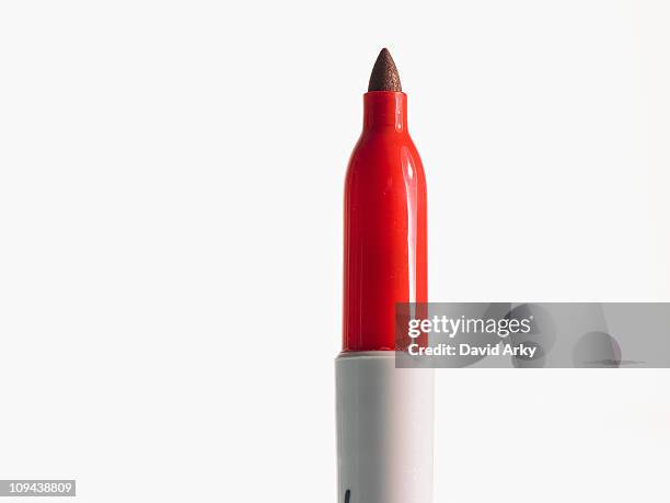 studio shot of red felt-tip pen - felt tip pen stock pictures, royalty-free photos & images