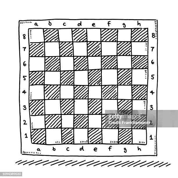 checkered chess board symbol drawing - chess board pattern stock illustrations
