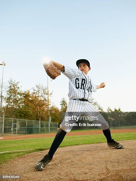 usa, california, ladera ranch, boy (10-11) playing baseball - kid baseball pitcher stock pictures, royalty-free photos & images