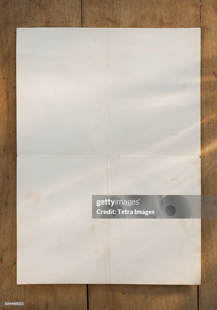 Blank page on wooden table