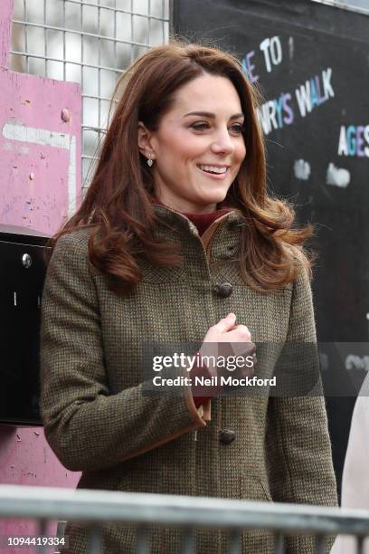 Catherine, Duchess of Cambridge visits Islington Community Garden on January 15, 2019 in London, United Kingdom.