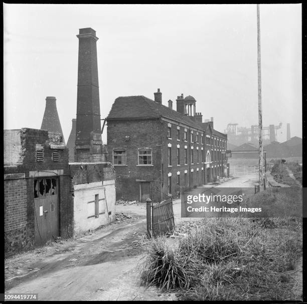 Etruria Pottery Works, Stoke-on-Trent, Staffordshire, 1965-1968. The derelict remains of Josiah Wedgwood's Etruria Pottery Works seen part way...