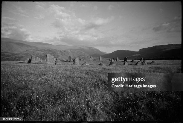 Castlerigg Stone Circle, Keswick, Allerdale, Cumbria, circa 1955-circa 1980. View of the stone circle, looking south-east and showing the whole main...