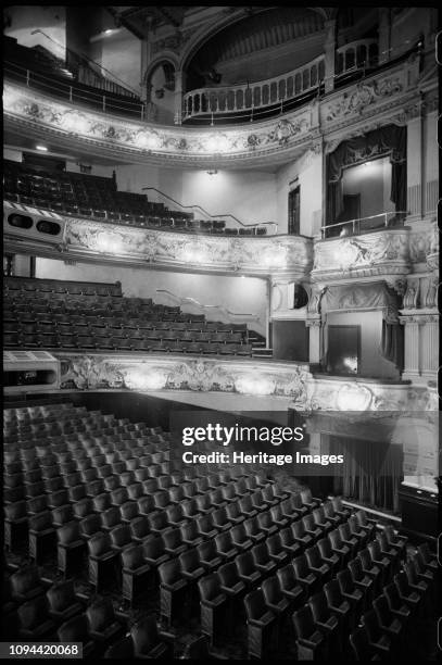 Theatre Royal, Grey Street, Grainger Town, Newcastle Upon Tyne, circa 1955-circa 1980. An interior view of the Theatre Royal, showing three tiers of...