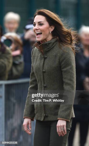 Catherine, Duchess of Cambridge arrives to visit to Islington Community Garden on January 15, 2019 in London, England.