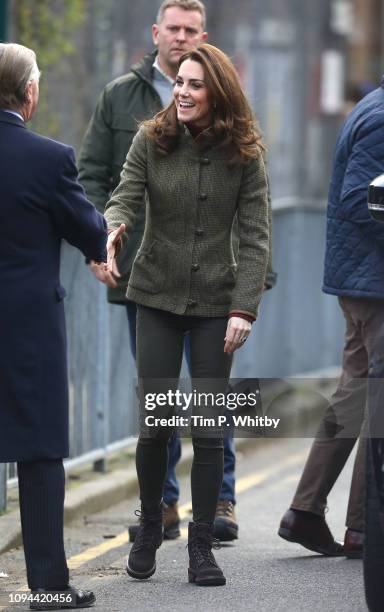 Catherine, Duchess of Cambridge arrives to visit to Islington Community Garden on January 15, 2019 in London, England.