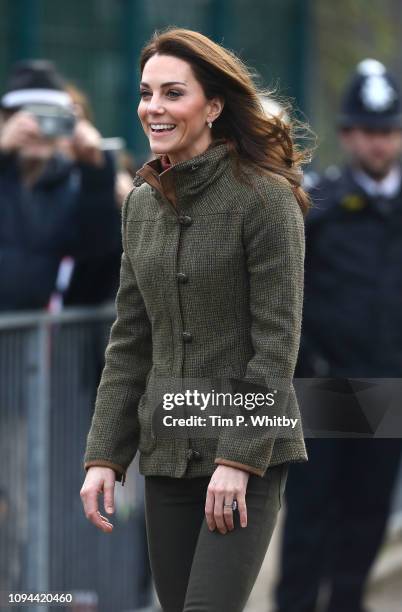 Catherine, Duchess of Cambridge arrives to visit to Islington Community Garden on January 15, 2019 in London, England.