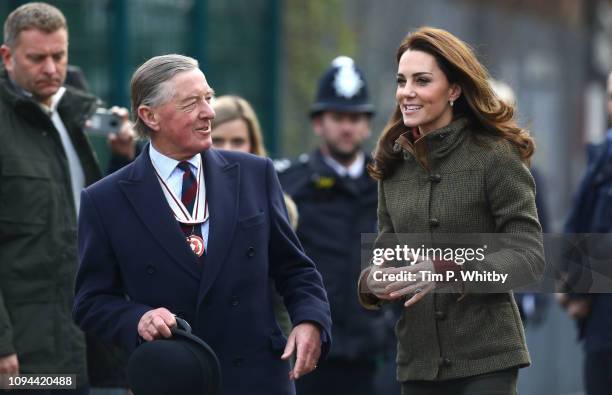 Catherine, Duchess of Cambridge arrives to visit to Islington Community Garden on January 15, 2019 in London, England.