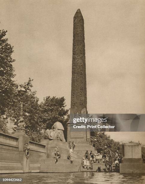 Cleopatra's Needle Hewn Fourteen Hundred Years Before The Birth of Cleopatra', circa 1935. Ancient Egyptian obelisk dating from circa 1500 BC,...