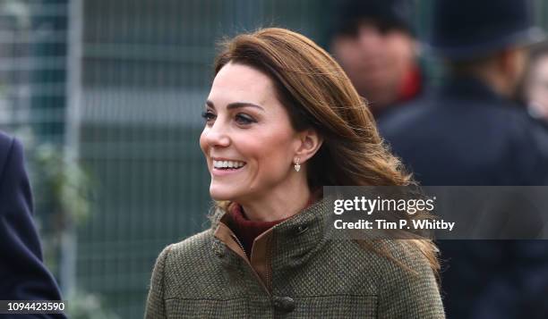 Catherine, Duchess of Cambridge arrives to visit to Islington Community Garden on January 15, 2019 in London, England.