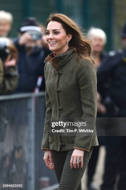 Catherine, Duchess of Cambridge arrives to visit to Islington Community Garden on January 15, 2019 in London, England.