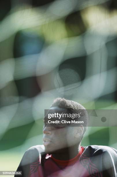 Sol Campbell of England looks on during an England training session at Bisham Abbey on September 2, 1994 in Bisham, England. .