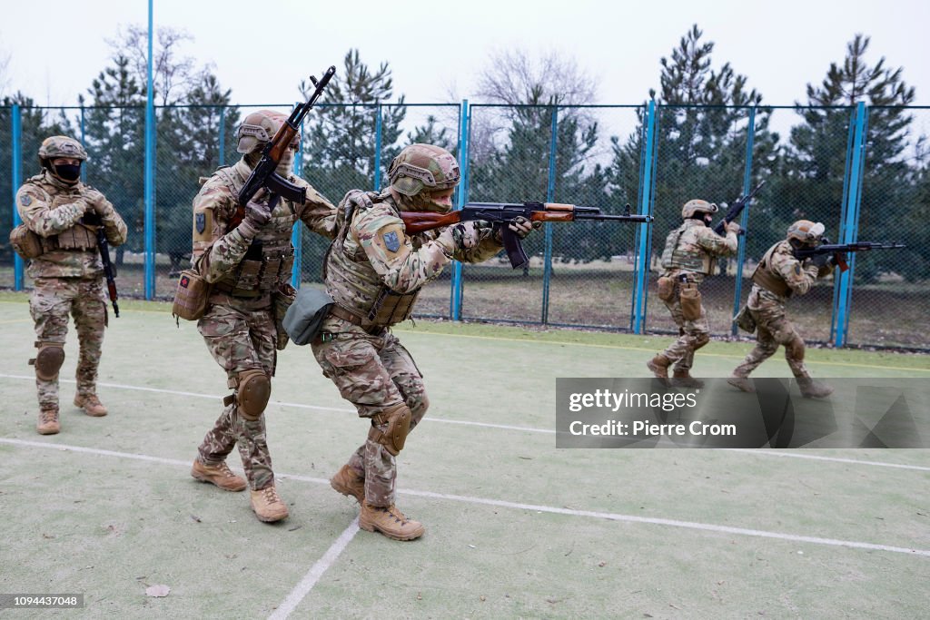 Azov Recon Members of paramilitary group Azov Battalion are training in a base ...