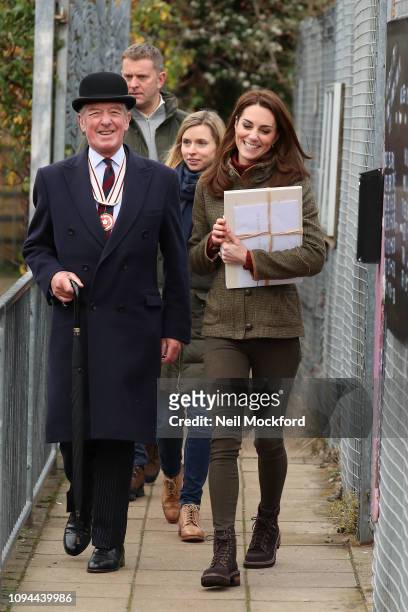 Catherine, Duchess of Cambridge departs the Islington Community Garden on January 15, 2019 in London, United Kingdom.