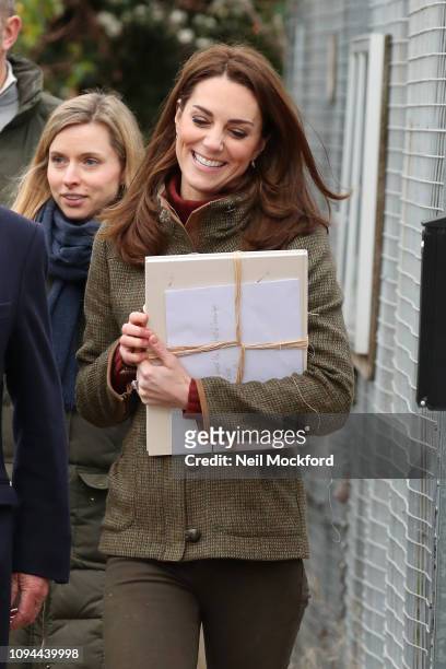 Catherine, Duchess of Cambridge departs the Islington Community Garden on January 15, 2019 in London, United Kingdom.